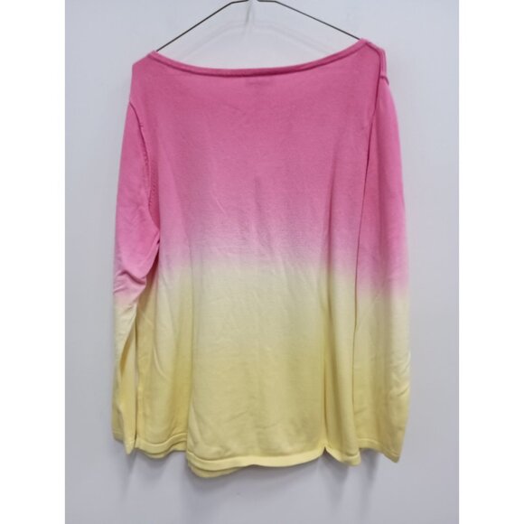 Belle Kim Gravel Beach Womens Sweater Size 1X Pink Yellow Ombre Pullover Casual - Picture 5 of 6